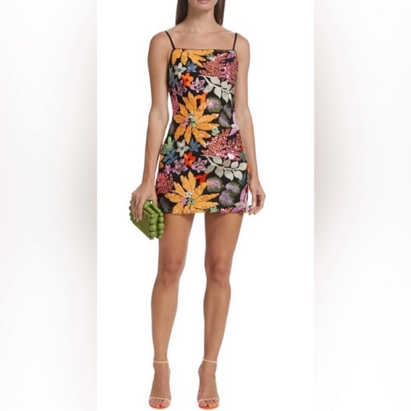 Ramy Brook Sequined Floral Embroidered Dress - Picture 3 of 12